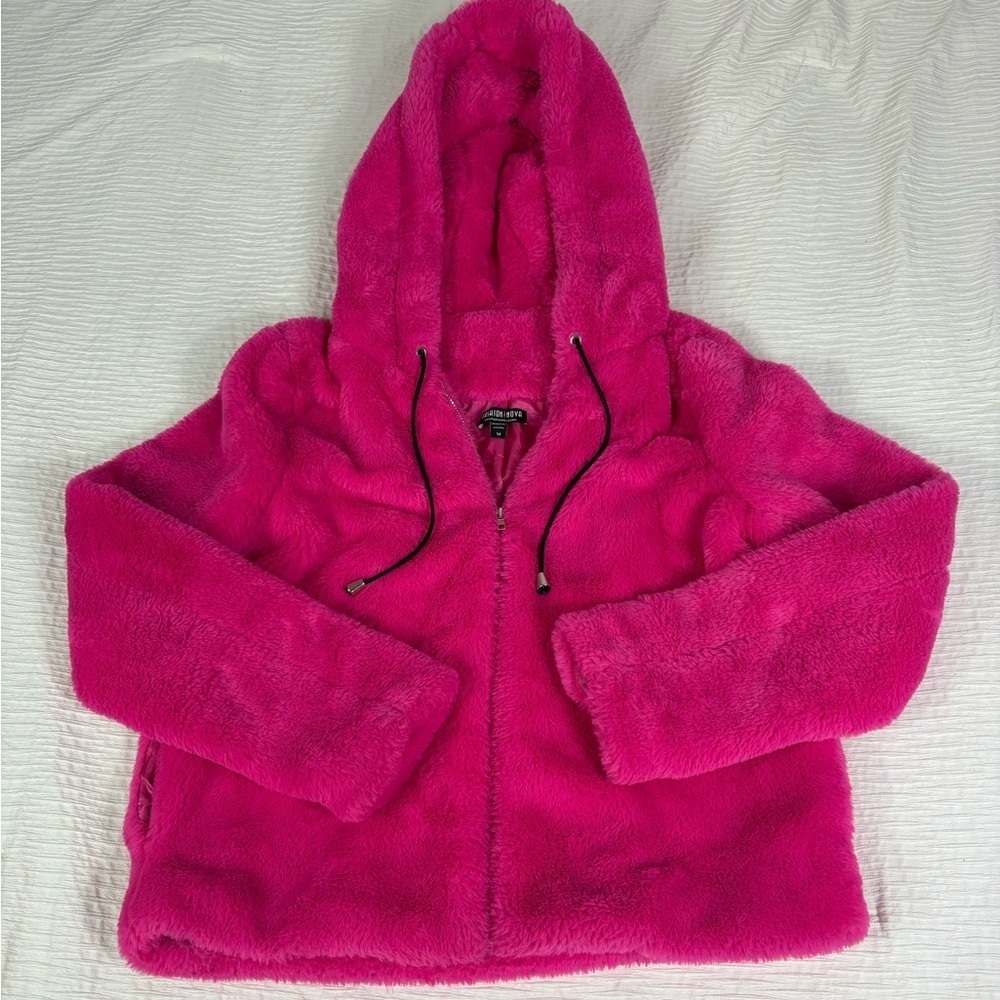 Fashion Nova Fuchsia Plush Utility Jacket - Picture 9 of 9